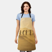 モーニングフォグ金ゴールドレイヤ日の出ホーム引用文 エプロン (着用した状態)