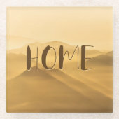 モーニングフォグ金ゴールドレイヤ日の出ホーム引用文 ガラスコースター (正面)