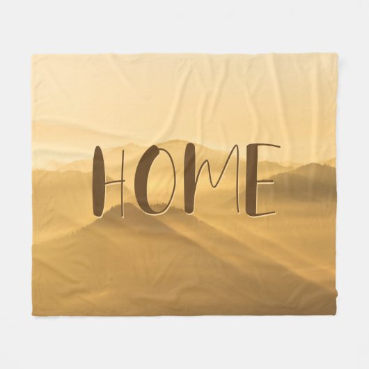 モーニングフォグ金ゴールドレイヤ日の出ホーム引用文 フリースブランケット (正面(横))