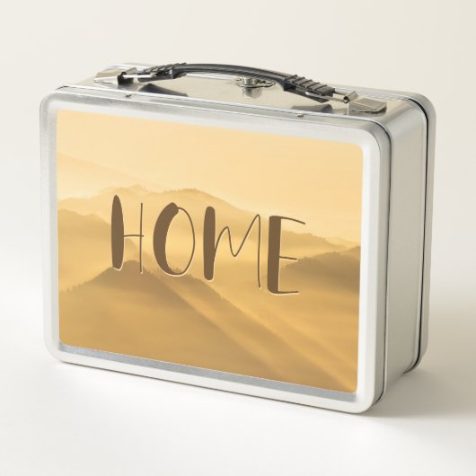 モーニングフォグ金ゴールドレイヤ日の出ホーム引用文 メタルランチボックス (裏面)