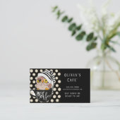 モーニングフクロウブラックタン水玉模様コーヒーカフェ' 名刺 (スタンド正面)
