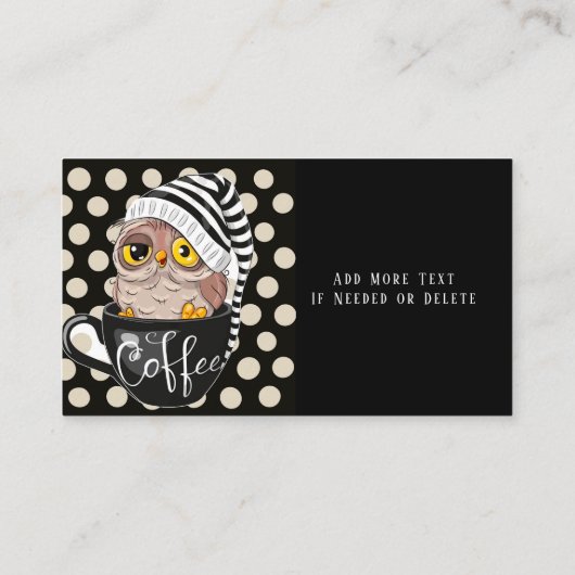 モーニングフクロウブラックタン水玉模様コーヒーカフェ' 名刺 (裏面)