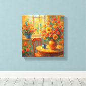 モーニングブリス – カラフルフローラキャンバス キャンバスプリント (インサイチュ (ウッドフロア))