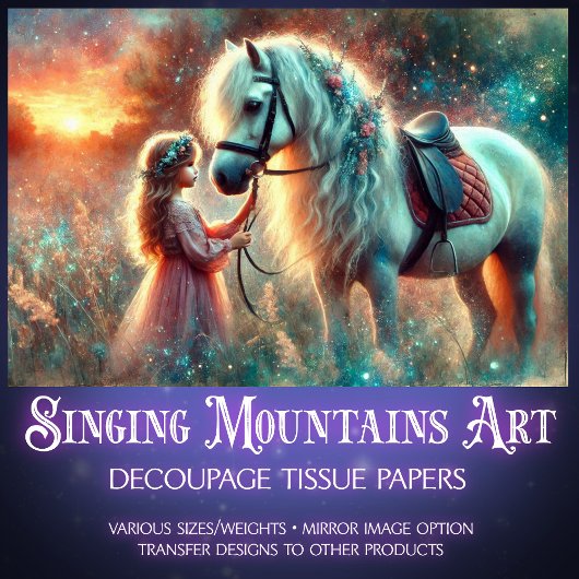 モーニングメドウかわいい女の子と馬のデコパージュ 薄葉紙