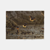 モーニングライトで鳩 フリースブランケット (正面(横))