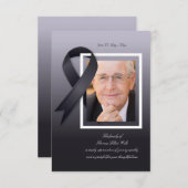 モーニングリボンフォト悔やみや弔慰サンキューカード 案内状 (正面/裏面)