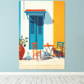 モーニング地中海のテラスブリス キャンバスプリント (インサイチュ (ウッドフロア))