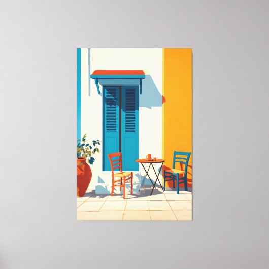 モーニング地中海のテラスブリス キャンバスプリント (正面)