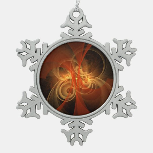 モーニング魔法抽象芸術アート スノーフレークピューターオーナメント (正面)