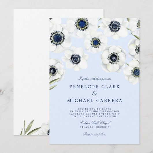 モーニング アネモネ | フローラル ウェディング 招待状 (正面/裏面)