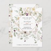 モーニング・ワイルドフラワーズ |日付をジオメトリ保存 案内ポストカード (正面/裏面)