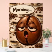 モーニング、眠いコーヒー豆の面白可愛いミディアム アクリルサイン (ウェディング)