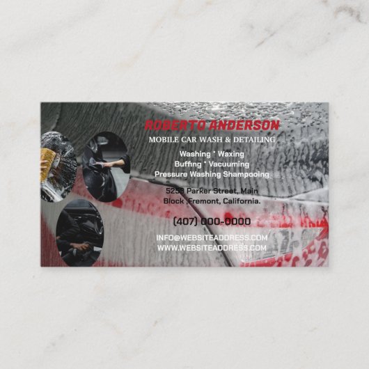 モービルカーウォッシュオートディテ車のィーリング 名刺 (正面)