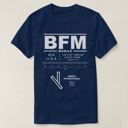 モービル国際空港 BFM Tシャツ (デザイン正面)