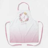 モーブピンクの水彩フローラモカスタムノグラム エプロン (正面)