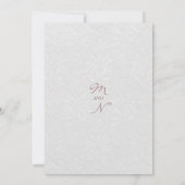 モーブピンクの白レースのウェディングドレス　おしゃれなウェディング 招待状 (裏面)