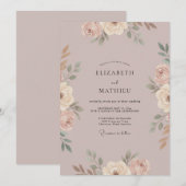 モーブペインティング芍薬の結婚式 招待状 (正面/裏面)