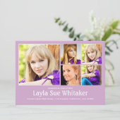 モーブ色の現代的なブロックの卒業発表 案内状 (スタンド正面)