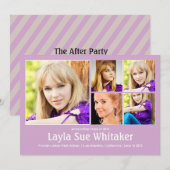 モーブ色の現代的なブロックの卒業発表 案内状 (正面/裏面)