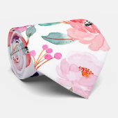 モーブ赤面素晴らしフローラ水色パターン ネクタイ (ロール)
