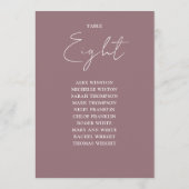 モーブ エレガント モダン シーティング チャート テーブル ナンバー 招待状 (裏面)