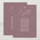 モーブ エレガント モダン シーティング チャート テーブル ナンバー 招待状 (正面/裏面)