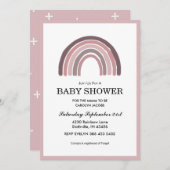 モーブ·レインボー·ベイビー·ガール·ベイビー·シャワー 招待状 (正面/裏面)