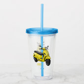 モープオートバイカートゥーンイラストレーション アクリルタンブラー (正面)