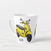 モープオートバイカートゥーンイラストレーション カフェラテマグ (左アングル)