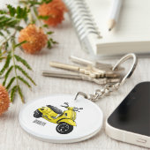 モープオートバイカートゥーンイラストレーション キーホルダー (正面右)