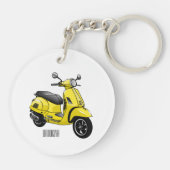 モープオートバイカートゥーンイラストレーション キーホルダー (裏面)