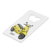 モープオートバイカートゥーンイラストレーション クレジットカード栓抜き (正面アングル)