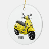 モープオートバイカートゥーンイラストレーション セラミックオーナメント (左)