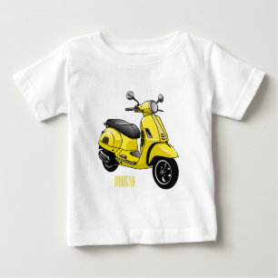 モープオートバイカートゥーンイラストレーション ベビーTシャツ