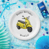 モープオートバイカートゥーンイラストレーション ペーパープレート (パーティー)