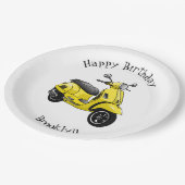 モープオートバイカートゥーンイラストレーション ペーパープレート (アングル)