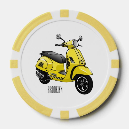 モープオートバイカートゥーンイラストレーション ポーカーチップ (正面)