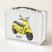 モープオートバイカートゥーンイラストレーション メタルランチボックス (裏面)