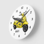 モープオートバイカートゥーンイラストレーション ラウンド壁時計 (傾斜)