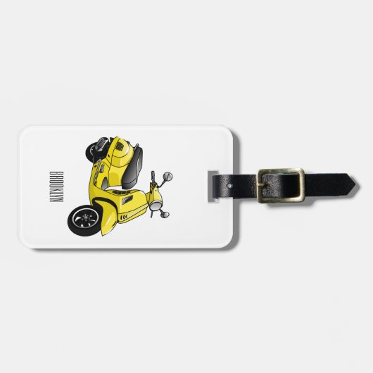 モープオートバイカートゥーンイラストレーション ラゲッジタグ (正面横)