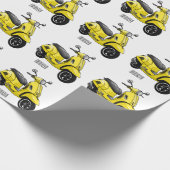 モープオートバイカートゥーンイラストレーション ラッピングペーパー (角)