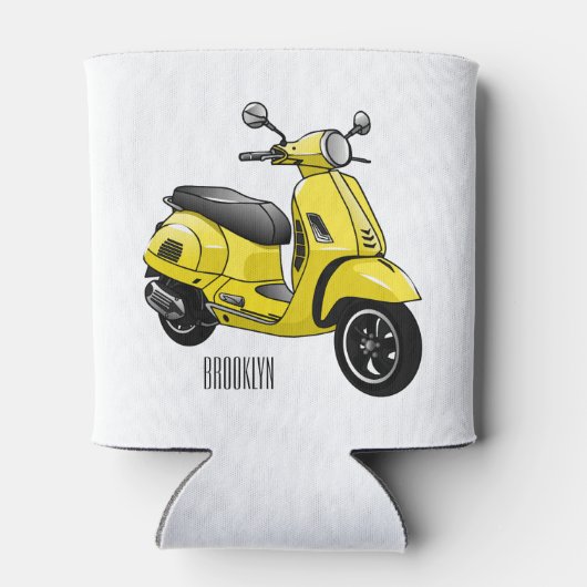 モープオートバイカートゥーンイラストレーション 缶クーラー (裏面)