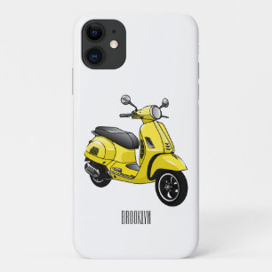 モープオートバイカートゥーンイラストレーション iPhone 11 ケース