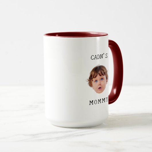 モーマミニマルー誕生日カスタムギフト用ベビー顔 マグカップ (正面右)