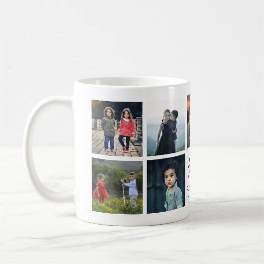 モーマ最高のーエバーカスタムキュートお母さん写真コラージュ コーヒーマグカップ (左)