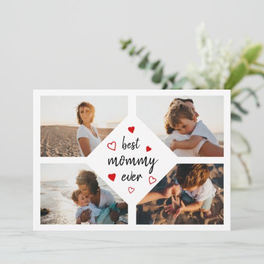 モーマ最高のーエバータイポグラフィ4枚の写真マザーズデイ カード (スタンド正面)