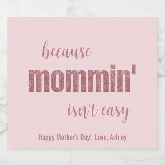 モーミおもしろいンは簡単母の日ではない スパークリングワインラベル (シングルラベル)