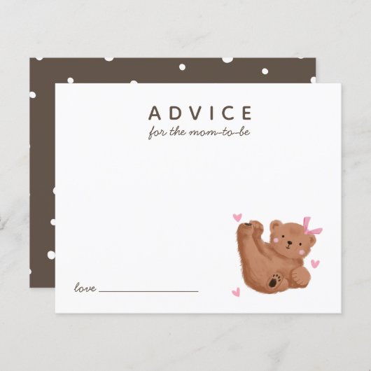 モーミカード用かわいいピンクのカッブベアアドバイス (正面/裏面)