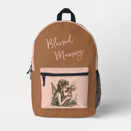 モーミパーソナライズされたーおむつ賛美バッグバックパック プリントバックパック (正面)