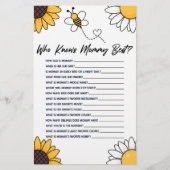 モーミブンブンいう音ーの赤ん坊のシャワーゲームを知っているハチミツバチ 便箋 (正面)